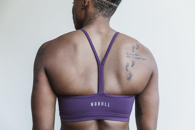 Purple Nobull Halter Sports Bra (MATTE) Women's Sports Bra | CA K2242O